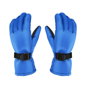 Vector pair of blue warm sport winter gloves isolated on white background